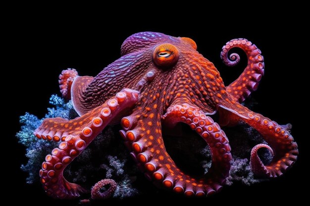 Octopus op donkere achtergrond AI generatief