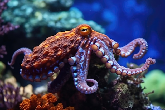 Octopus op donkere achtergrond AI generatief