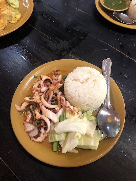 Octopus rijst Aziatische voedselplaat
