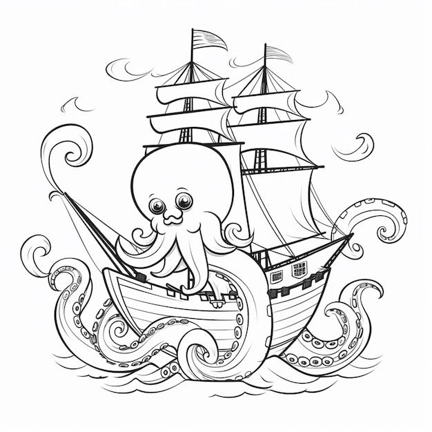 octopus ship coloring pages octopus ship coloring pages coloring pages generative ai