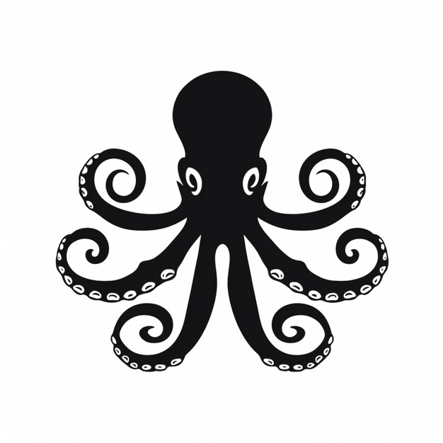 Photo octopus silhouette on white background with black and white background generative ai