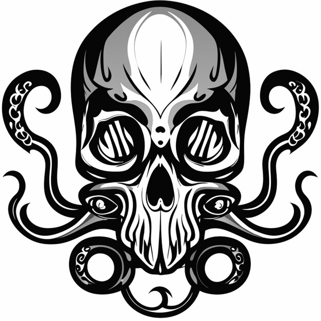 octopus skull vector illustration