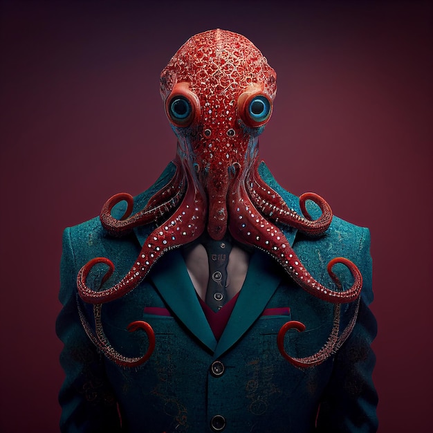 octopus in smart elegant formal suit formal dinner wear