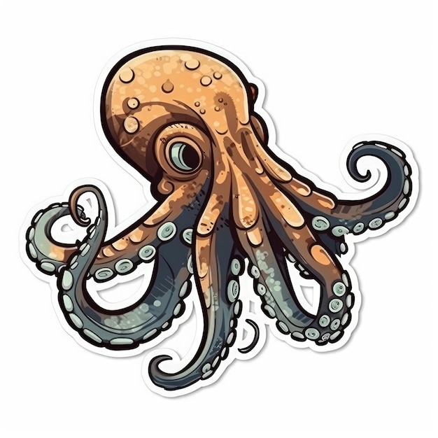 Octopus sticker isolated ai generated