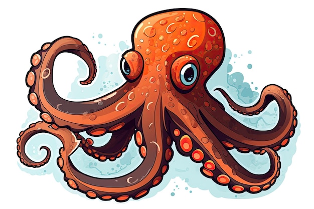 Photo octopus sticker on isolated tansparent background png logo generative ai