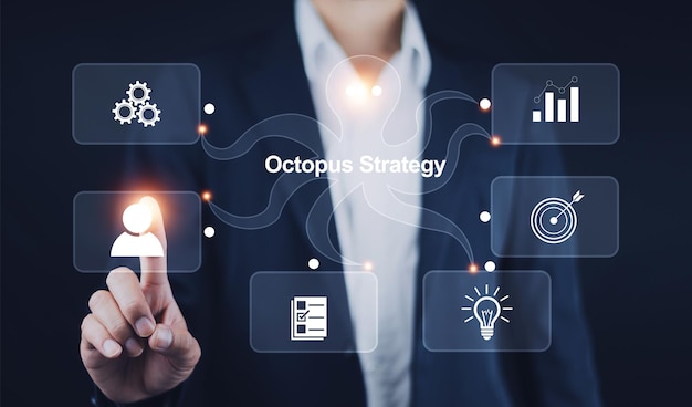 Octopus Strategy for Business marketingmanagementconcept Documentbeheer ERP-software