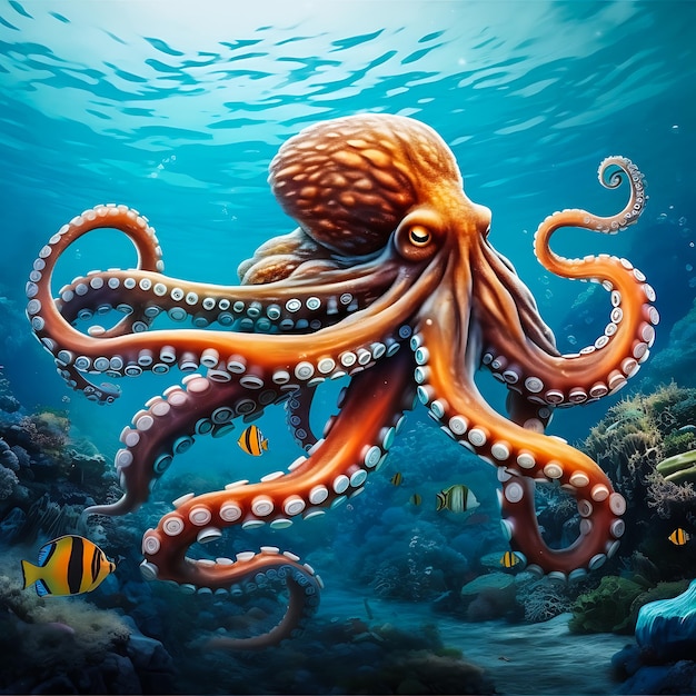 Octopus swimming on the ocean ai generated