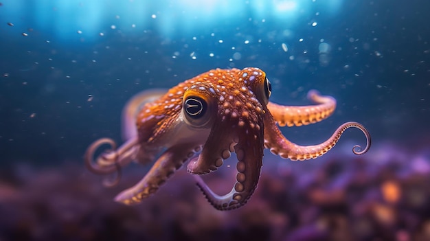 An octopus swimming in water Generative AI Art