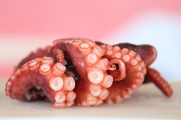 Octopus tentacles that are going to cook.