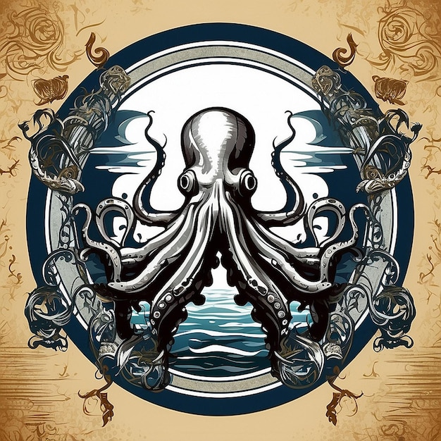 octopus theme vector tshirt design created with AI