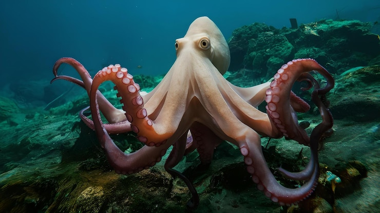 Photo octopus vulgaris intelligent adaptable marvel of marine life in ocean depths
