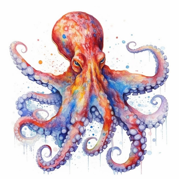 octopus watercolor painting by artist michelle moulton generative ai