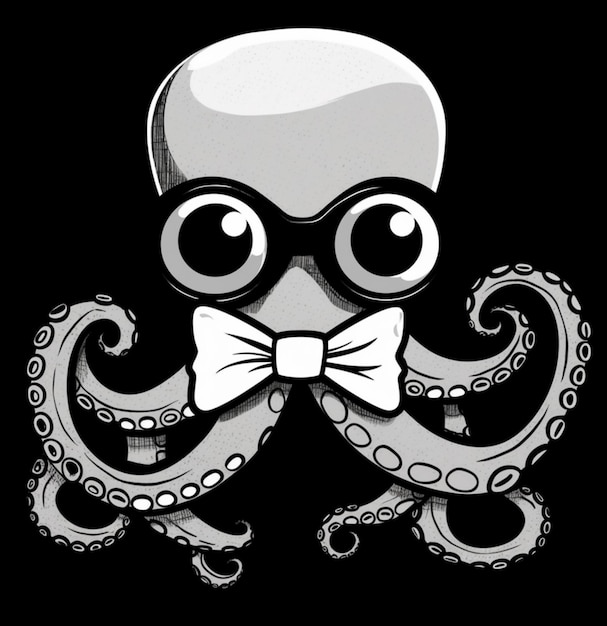 Octopus wearing goggles and a bow tie with a bow tie generative ai