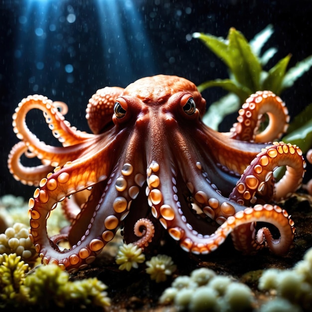 Photo octopus wild animal living in nature part of ecosystem