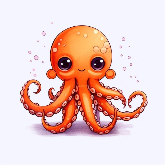 octopus with big eyes and a big smile on its face generative ai