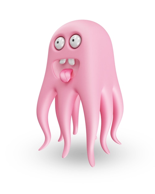 Octopuskarakter met verschillende emoties en kleuren op witte achtergrond