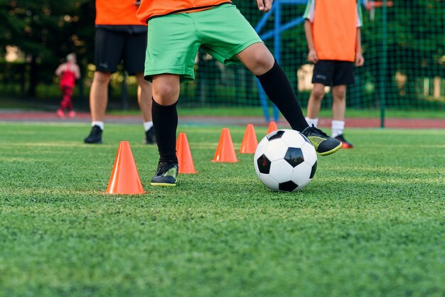 oefenen op voetbalveld close-up