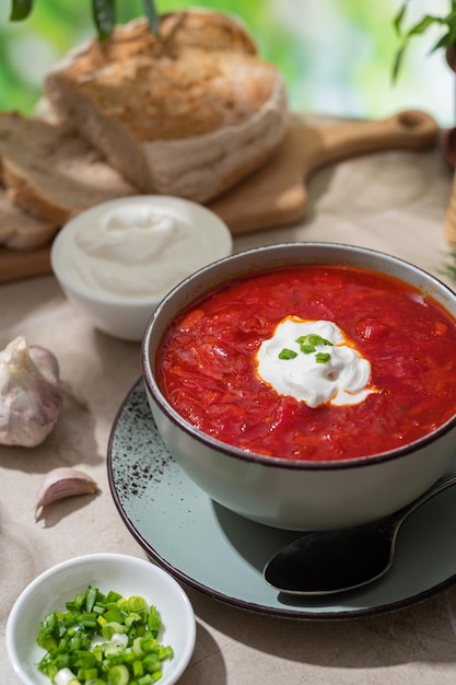Oekraïense rode borsjt Traditionele Oekraïense soep