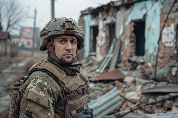 Oekraïense soldaat geestelijke gezondheid concept