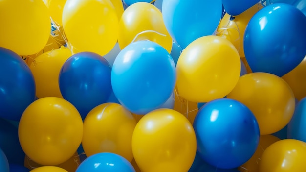 Oekraïense trots levendige gele en blauwe ballonnen vieren de feestdag met patriottische geest AR