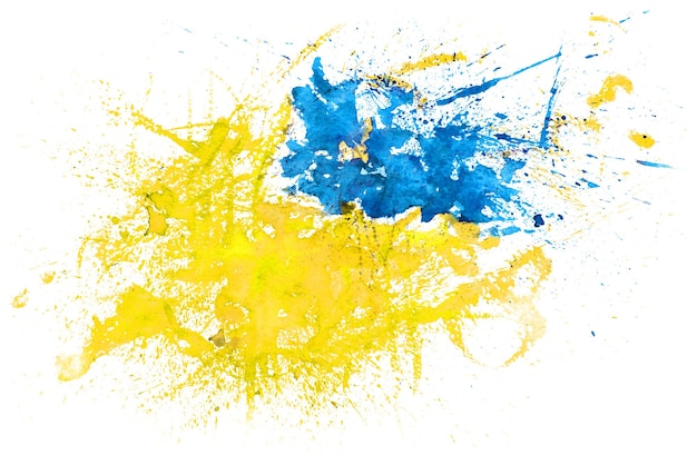 Oekraïense vlag emotioneel bespat aquarel abstract schilderij