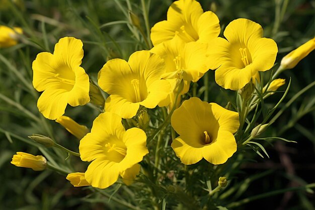 Photo oenothera biennis blooms in july oenothera biennis the common eveningprimrose