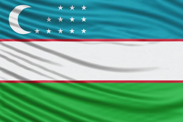 Oezbekistan vlag Golf close-up, nationale vlag achtergrond