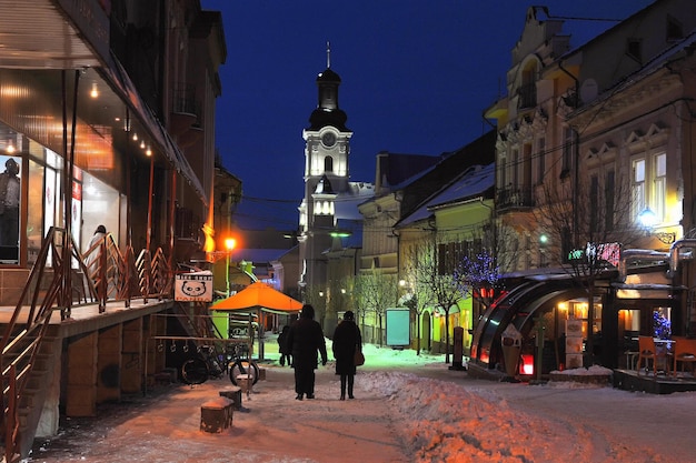 Oezjhorod Oekraïne januari centrum winter sneeuw nacht stad Oezjhorod Oekraïne