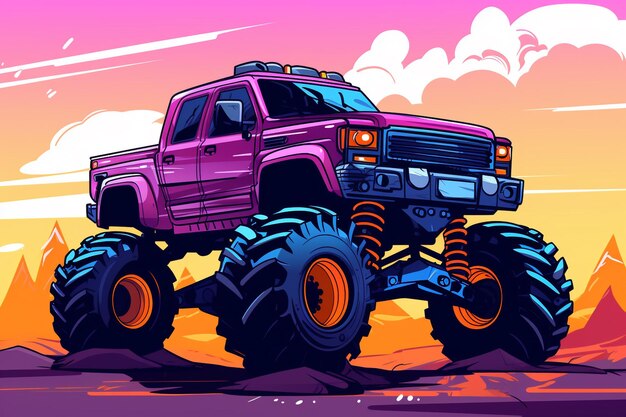 Foto off road havoc ontketende een high definition monster truck vectorillustratie