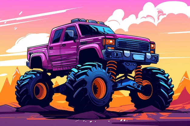 Off Road Havoc Unleashed A High Definition Monster Truck Vector Illustration