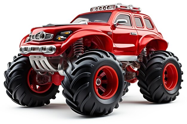 Off road Toy Car Big Red Metal Vehicle with Monster Wheels Generative AI