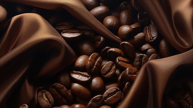 Photo offee beans on silk