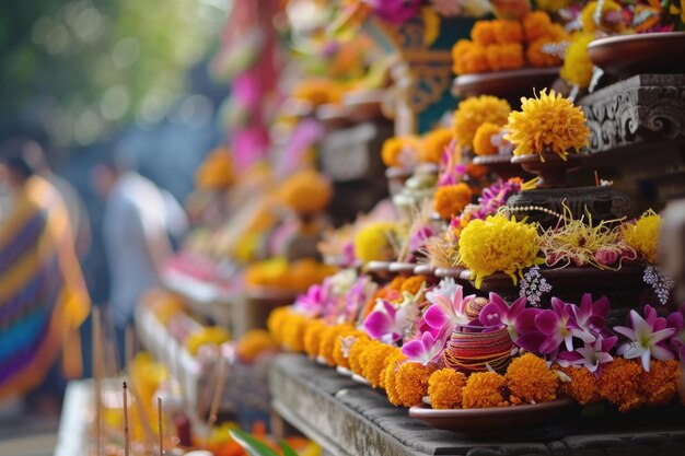 Offerings aan goden volgens het hindoeïstische geloof in Bali genaamd canang