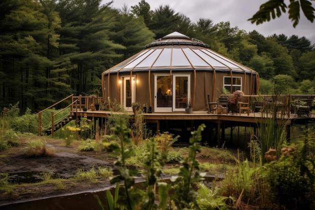 offgrid yurt surrounded by nature created with generative ai