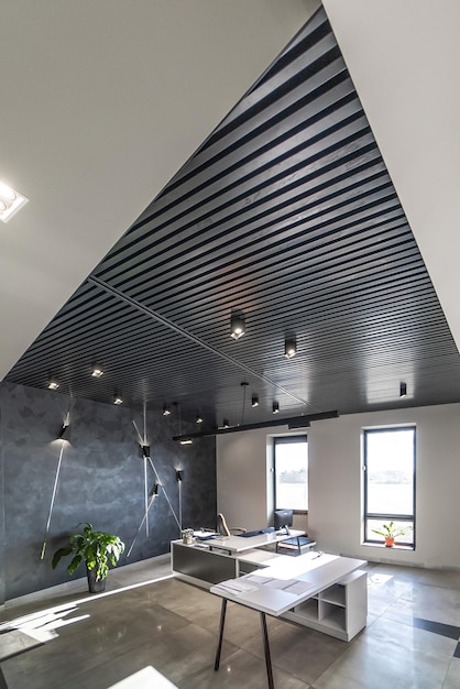 Office black ceiling Business office meeting room in office with modern decoration