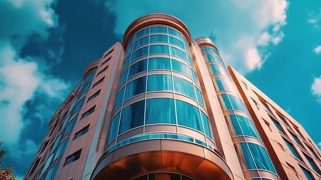 Офисное здание на фоне голубого неба