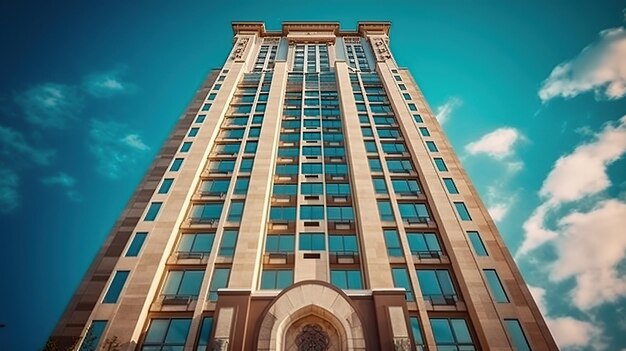 Office building on a background of the blue sky