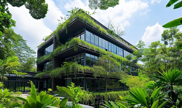 Photo office building exterior surrounded by urban landscape