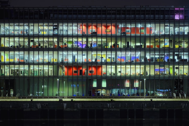 Office building at night glass curtain wall office building glasgow scotland