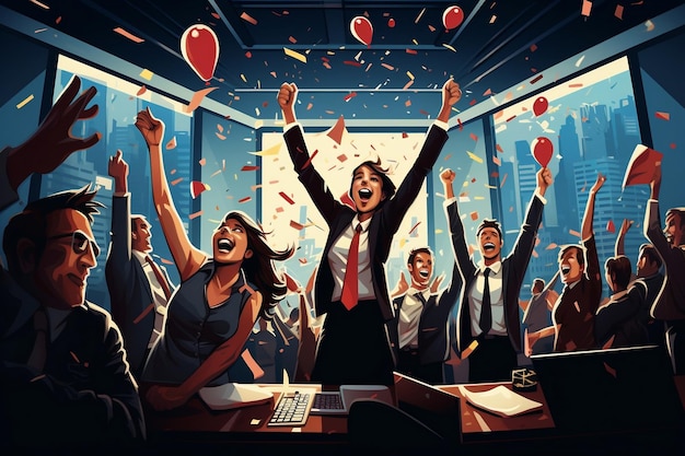 Office Celebration of Business Success Generative Ai