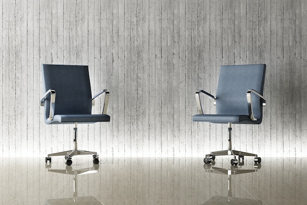 Office chair and concrete wall concept