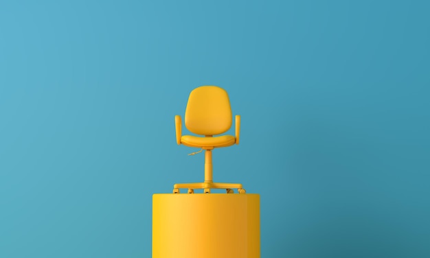 Photo an office chair high on a podium. business development concept. 3d rendering.