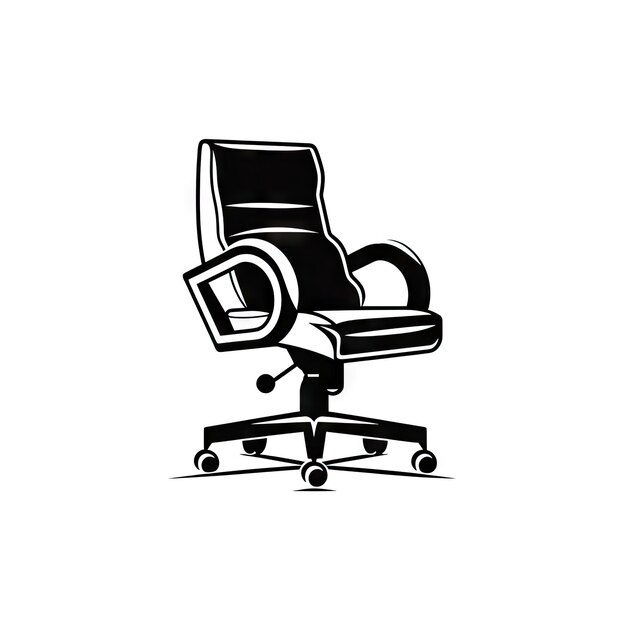 Office chair icon with armrests and wheels on white AI generative image Modern gamer seat black icon Furniture shop item