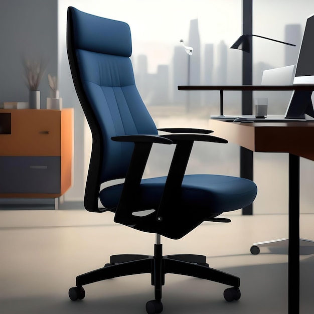 Office chair in modern interior 3D rendering Workplace Ai generated