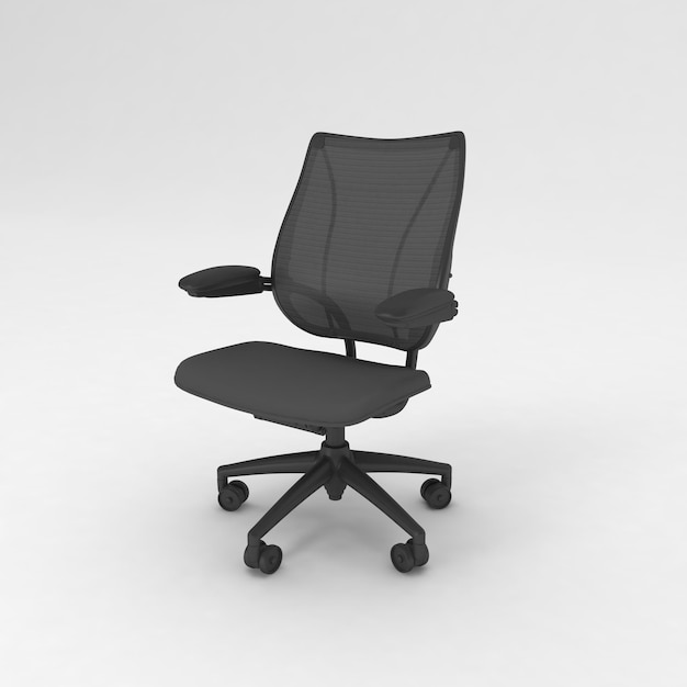 Офисный стул, вид сбоку, современная дизайнерская мебель, стул на белом фоне