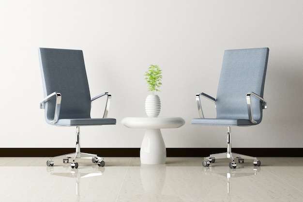 Office chair and white wall interior decorated