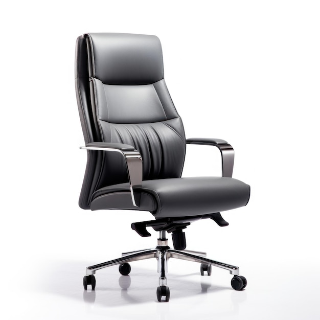 Photo office chair with chrome castors and leather upholstered ai