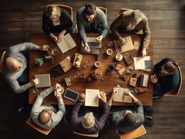 Office co workers on table