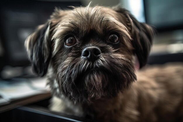 Office Companion Close-up portret van een schattige hond