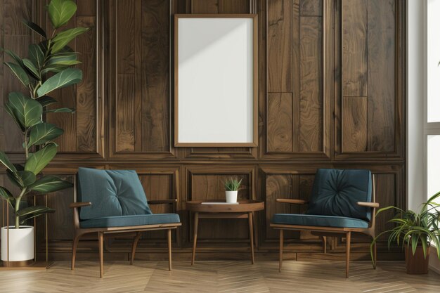 Офисный дизайн Boho Офисный кресло с стеной стола с макетом Устойчивый дизайн